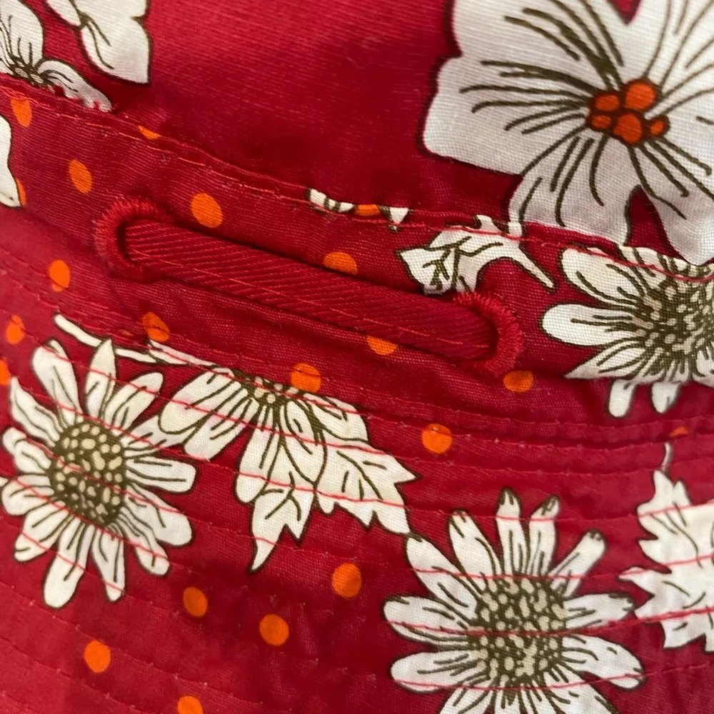Bucket Hat Double sided color red and flower